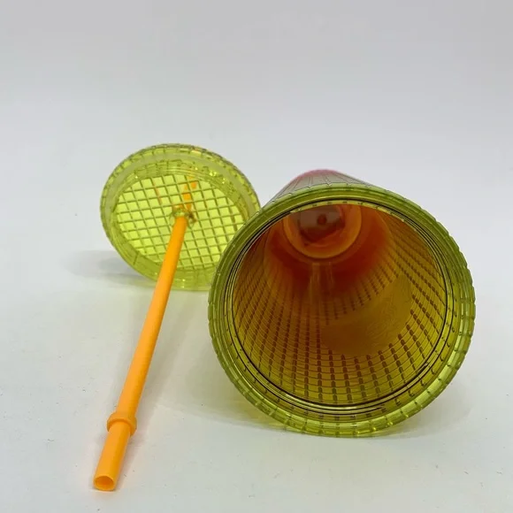 Starbucks Limited Edition Yellow Pink Ombre Jewel Grid Tumbler 2022 Tall 24 oz - Picture 6 of 7